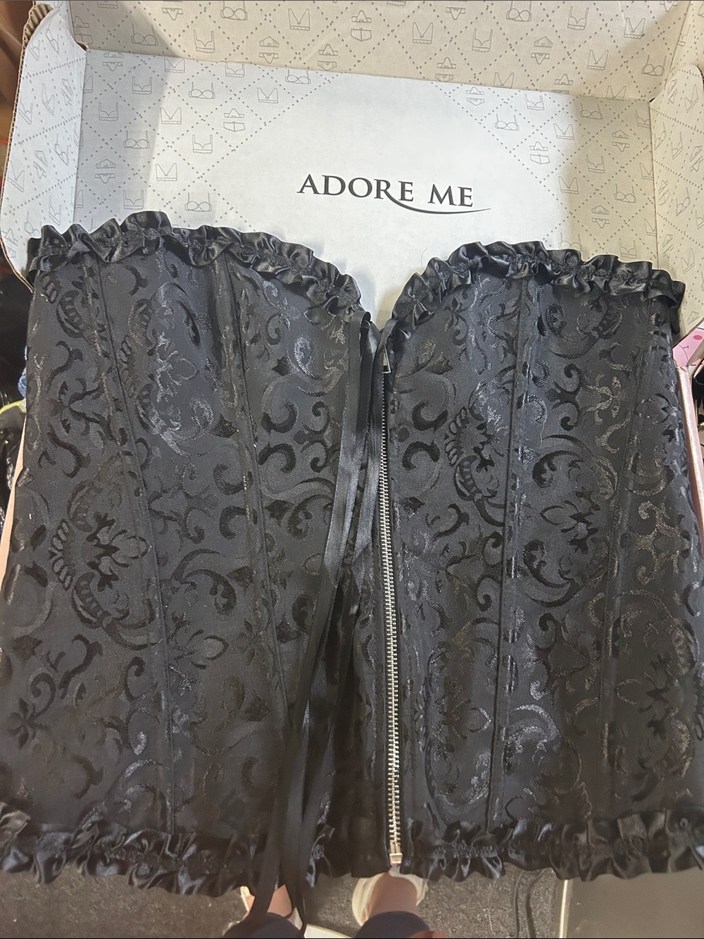Adore Me Black Jacquard Corset